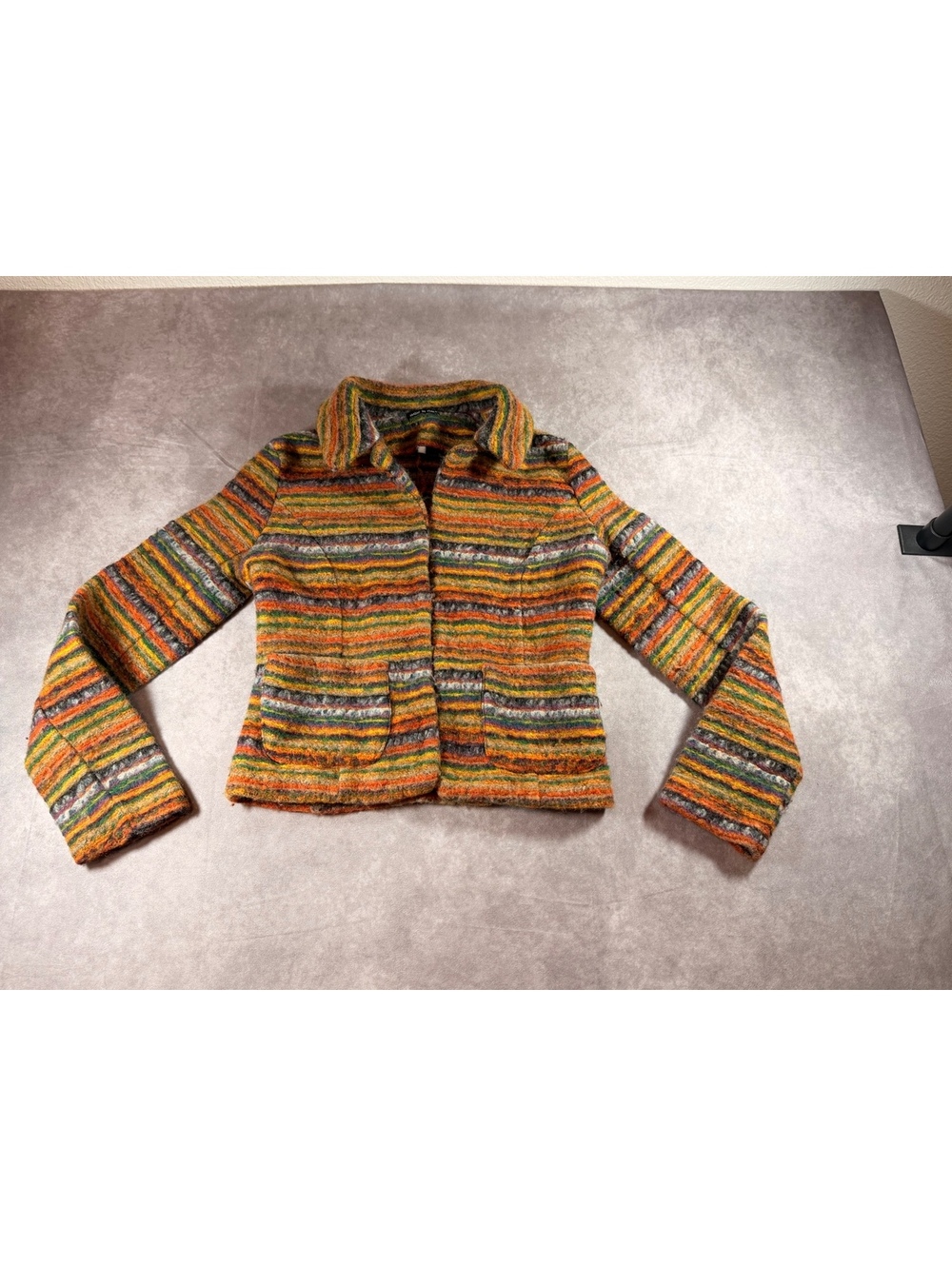 Vintage Multicolor Striped Wool Blend Jacket Made in Italy